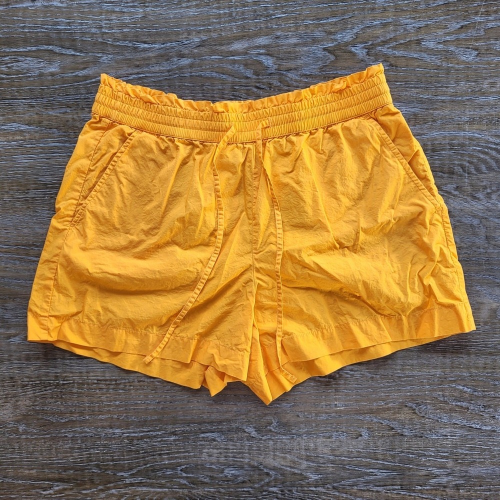 LOFT Womens Smocked Paperbag Waist Drawstring Shorts Orange Medium